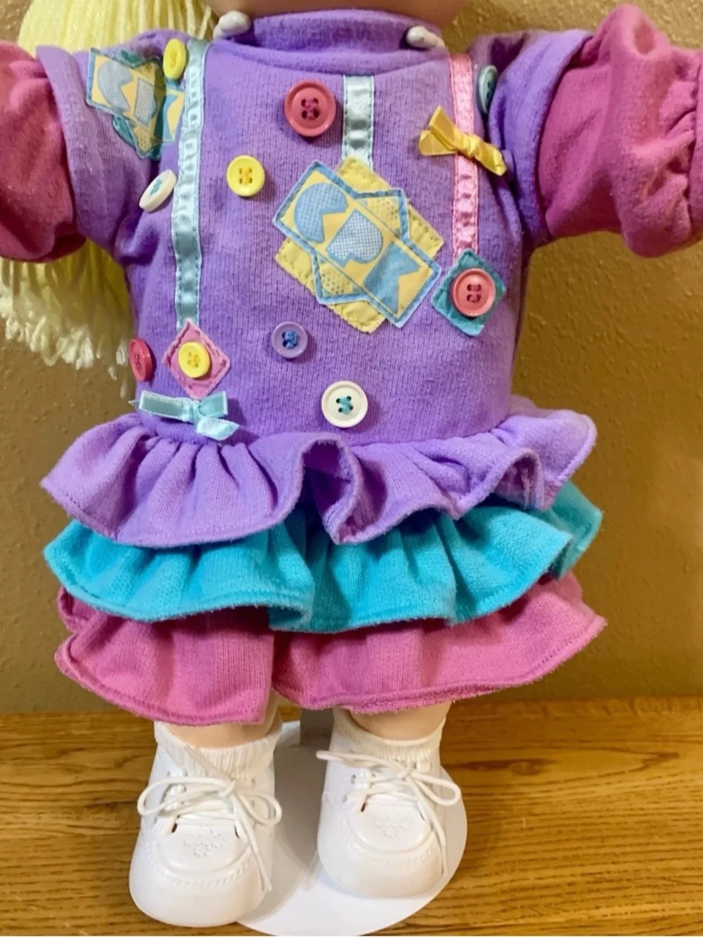 Vintage Cabbage Patch Kids Doll In Designer Line Button Dress Lemon Hair HM19